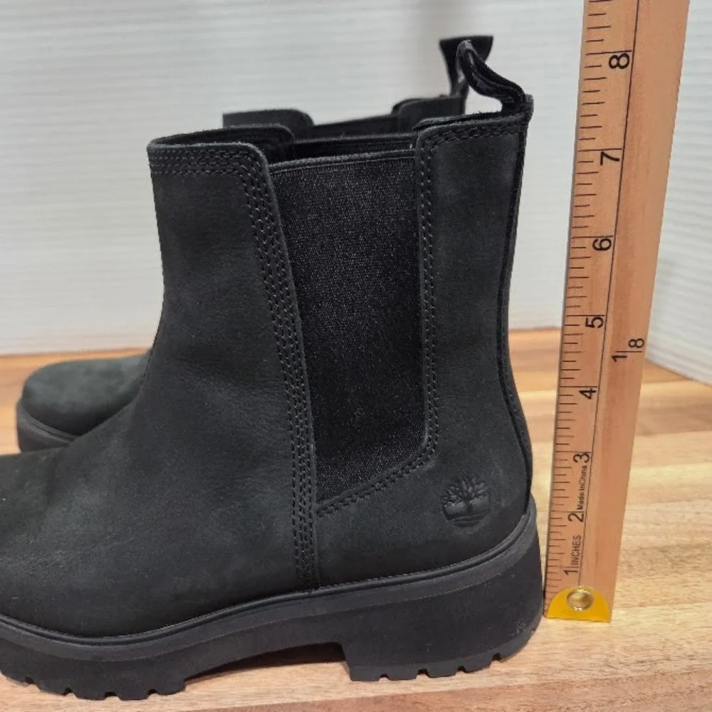 Timberland Carnaby Cool Chelsea Boots Women's 7 Black Nubuck Leather Lug A5NPK